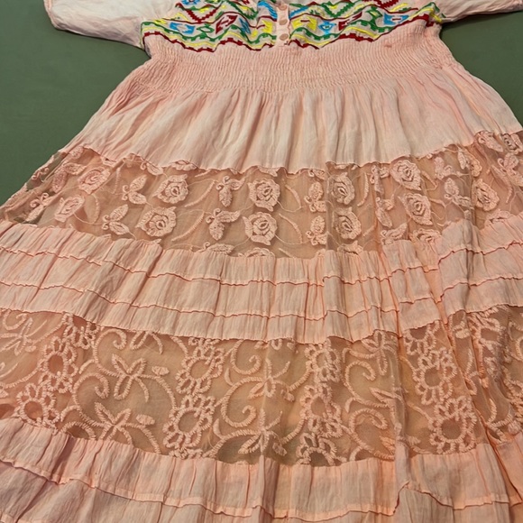 ROYAL MODA. Peach 🍑 color Embroidered, lace, buttons, Womens DRESS  size XL - Picture 14 of 16